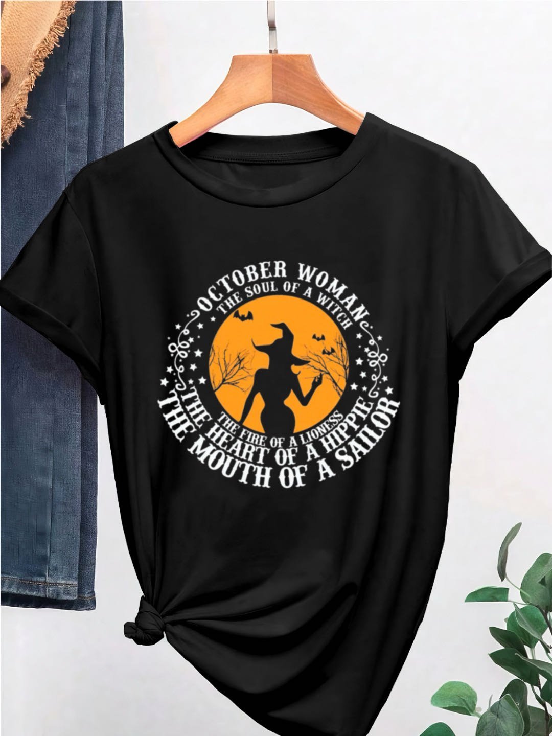 The Soul of A Witch Shirt, Witch Shirt, Halloween Shirt, October Women, the fire of a lioness, Cute Halloween womens, the mouth of a sailor witch Halloween  T-Shirt