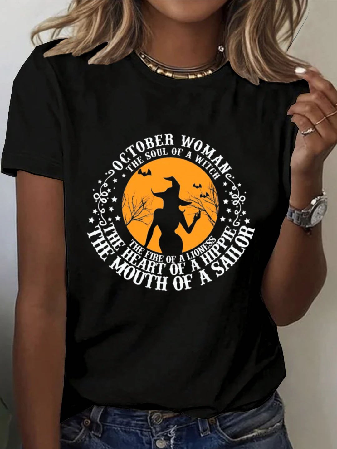 The Soul of A Witch Shirt, Witch Shirt, Halloween Shirt, October Women, the fire of a lioness, Cute Halloween womens, the mouth of a sailor witch Halloween  T-Shirt