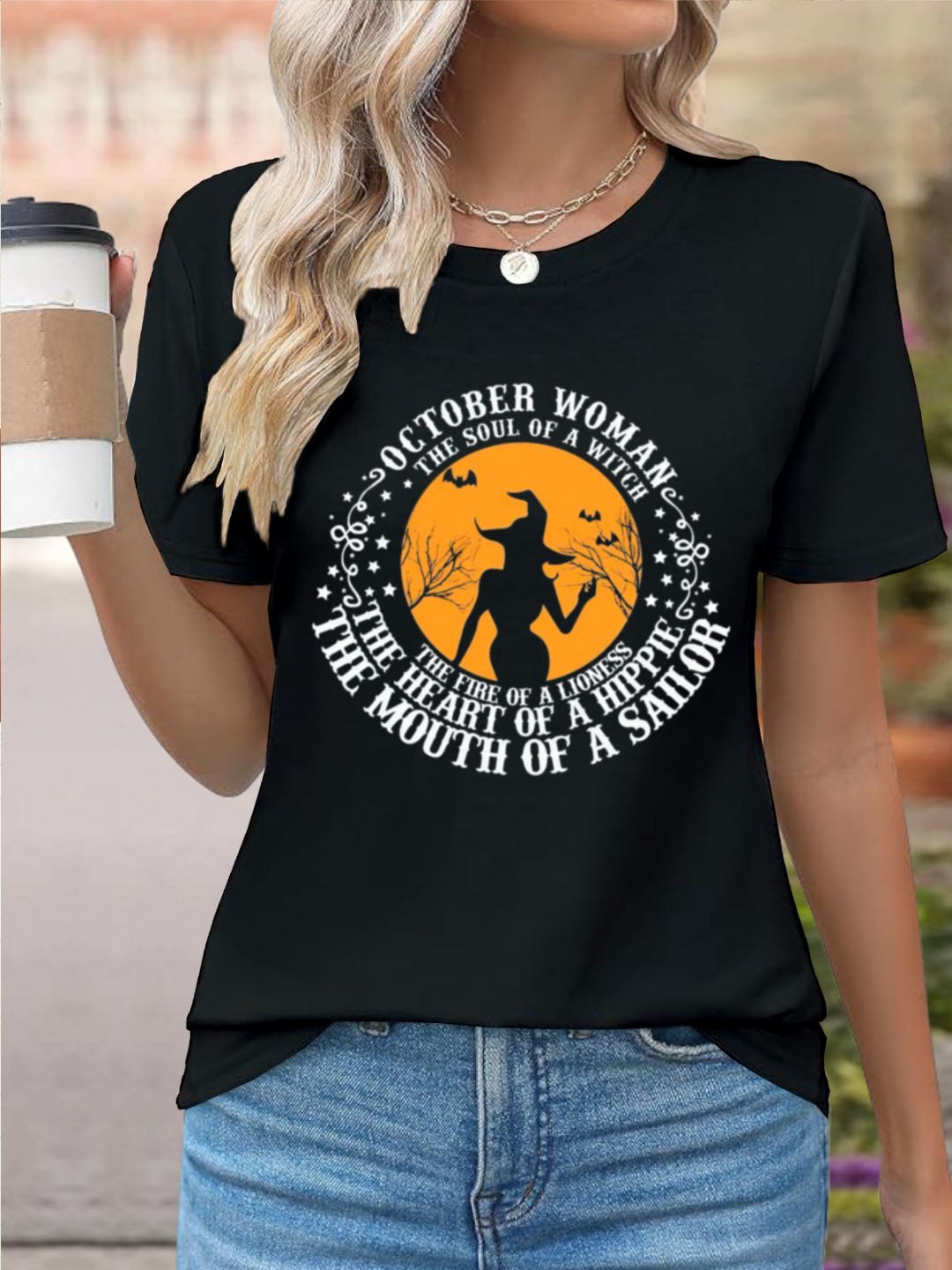 The Soul of A Witch Shirt, Witch Shirt, Halloween Shirt, October Women, the fire of a lioness, Cute Halloween womens, the mouth of a sailor witch Halloween  T-Shirt