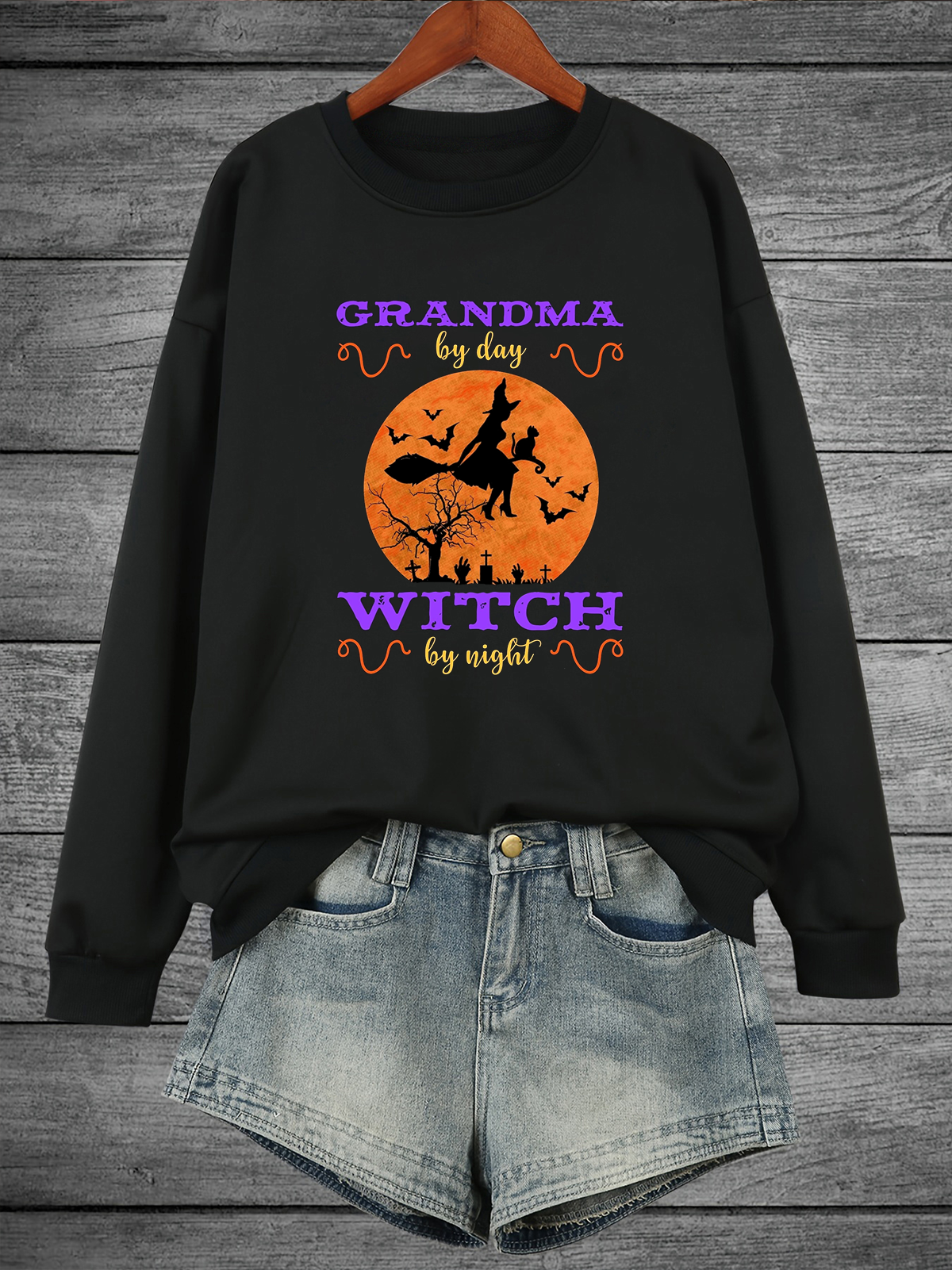 Grandma By Day Witch By Night witch Halloween Sweatshirt