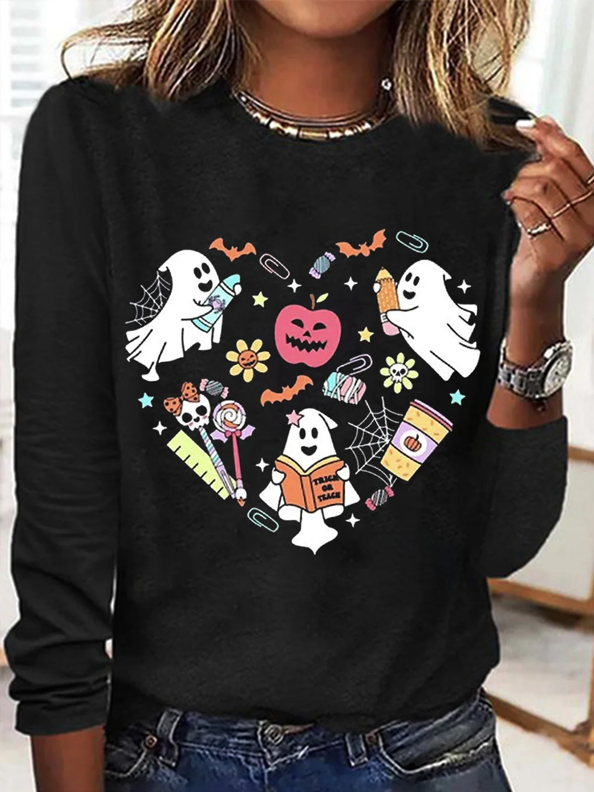 Casual Cotton witch Halloween T-Shirt