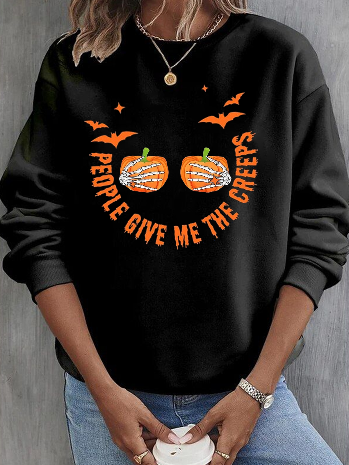 People Give Me The Creeps witch Halloween Sweatshirt