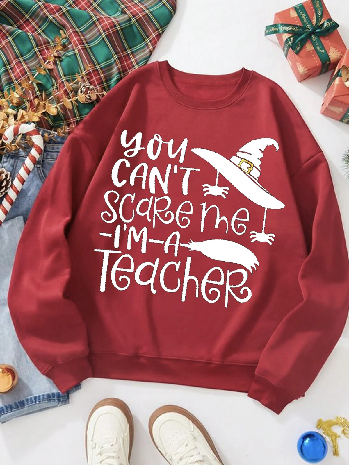 You Can Not Scare Me I Am A Teacher Halloween Teacher witch Halloween Sweatshirt