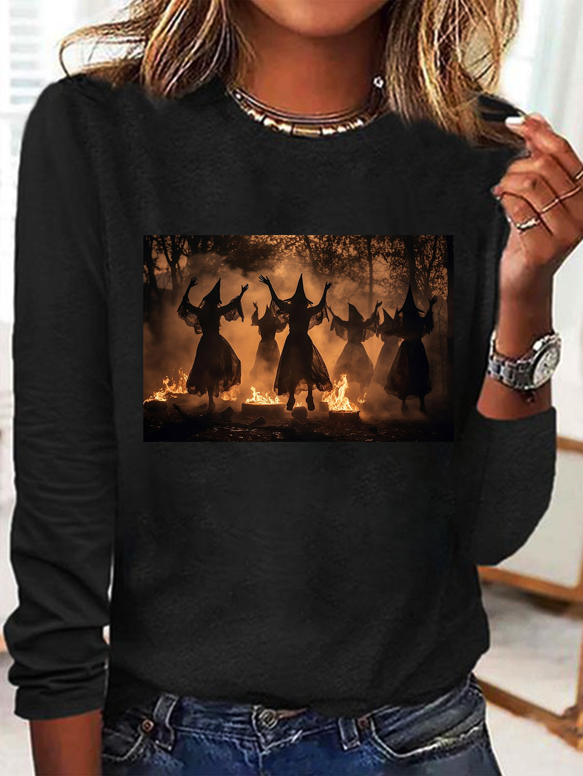 Woodland Witches Gothic Photo Dancing Witches of the Forest  witch Halloween T-Shirt