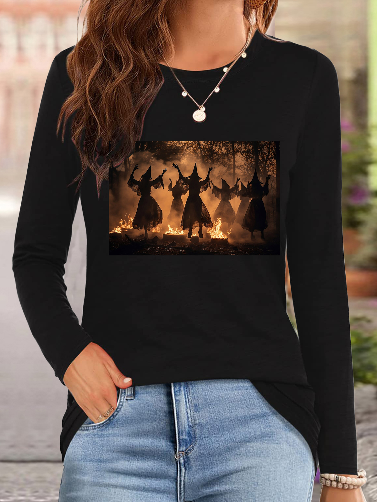 Woodland Witches Gothic Photo Dancing Witches of the Forest  witch Halloween T-Shirt