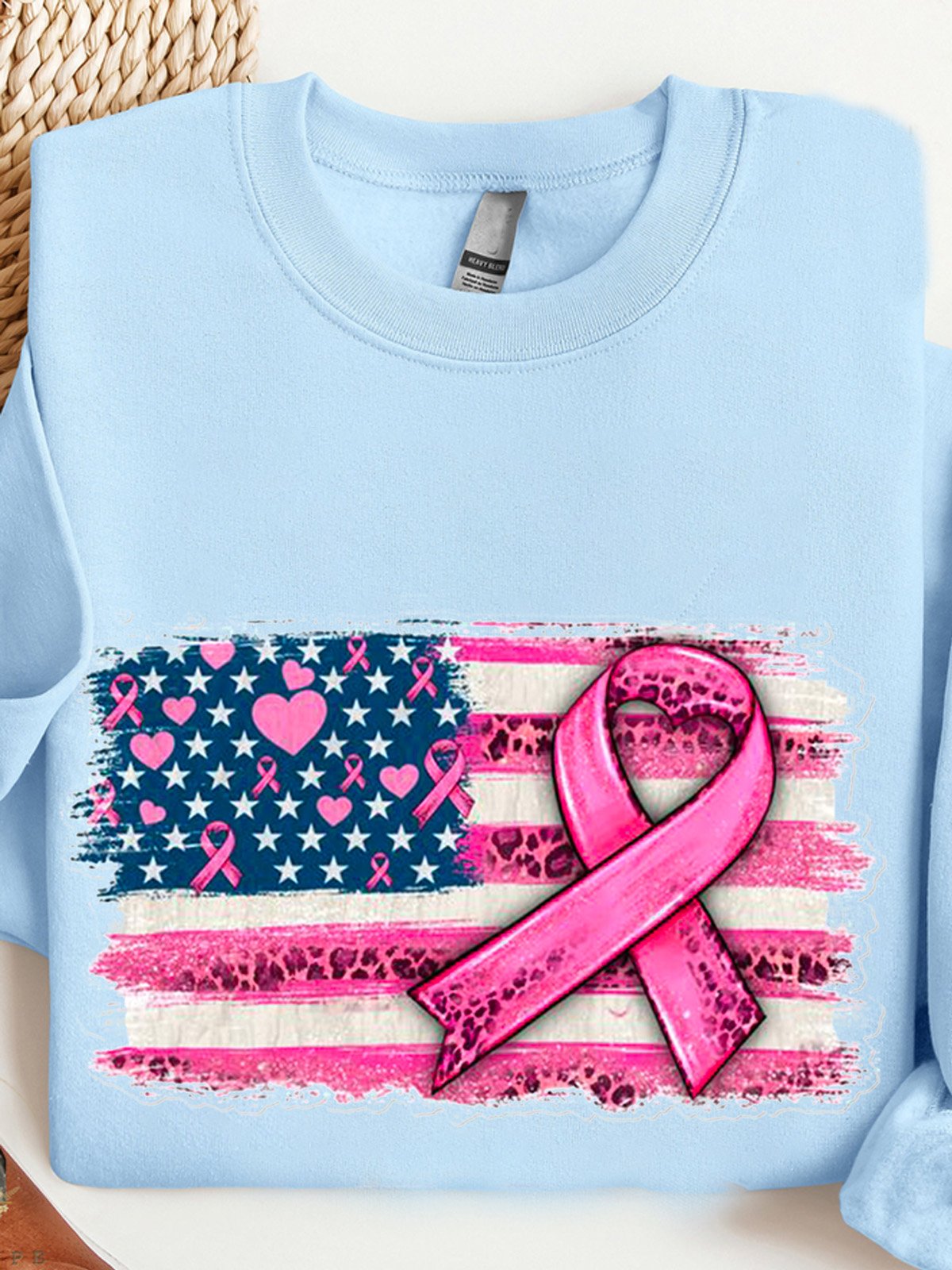 Casual Striped Breast Cancer Sweatshirt