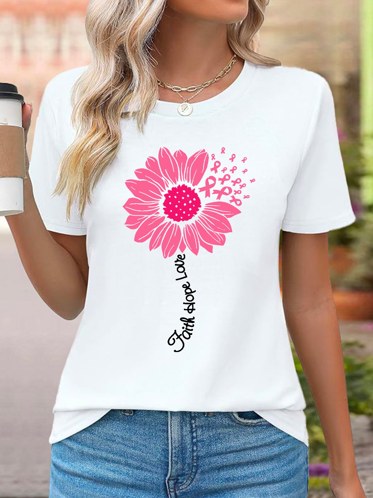 Faith Hope Love Breast Cancer T-Shirt