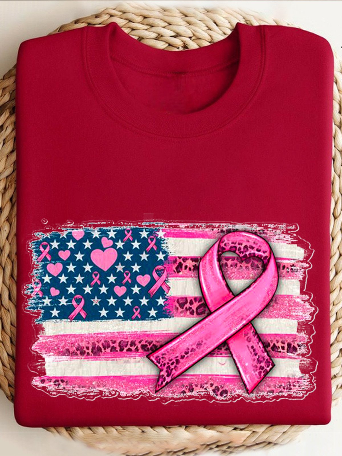 Casual Striped Breast Cancer Sweatshirt