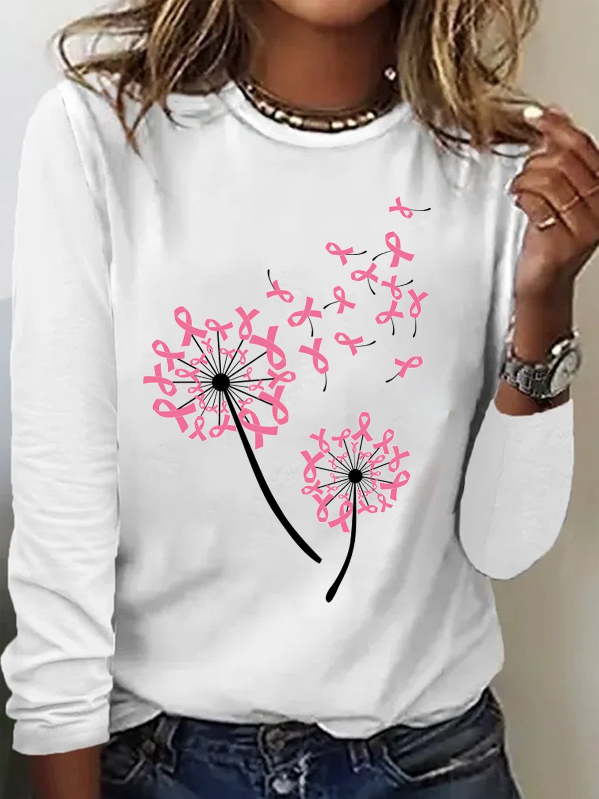 World Breast cancer Awareness Dandelion Awesome Breast Cancer T-Shirt