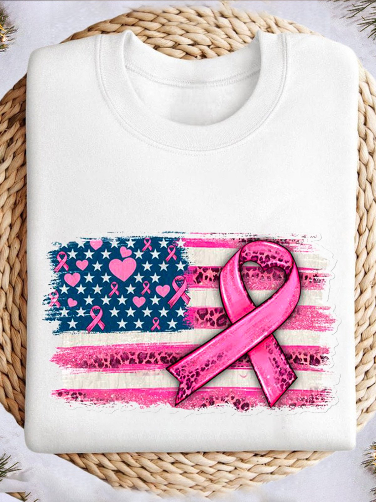 Casual Striped Breast Cancer Sweatshirt