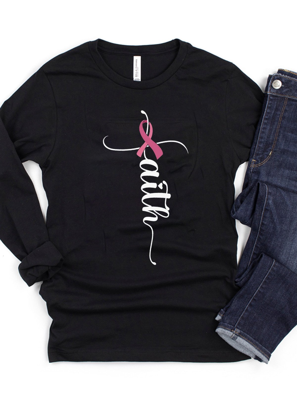 Crew Neck Casual Breast Cancer T-Shirt