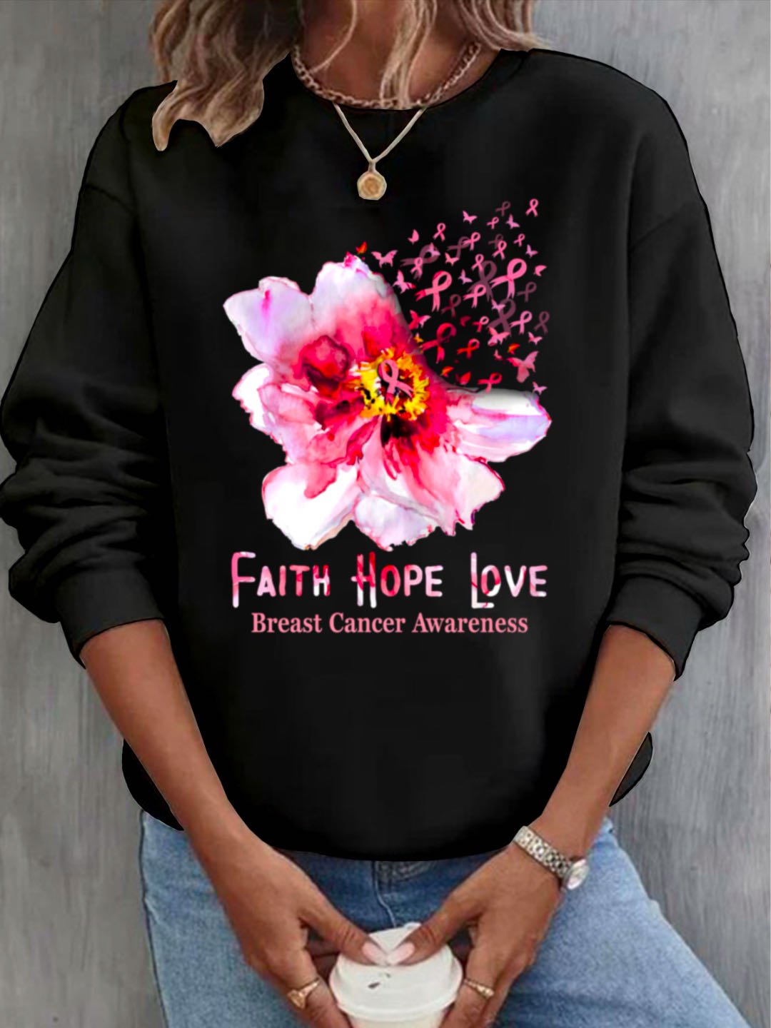 Faith Hope Love Breast Cancer awareness Breast Cancer Sweatshirt