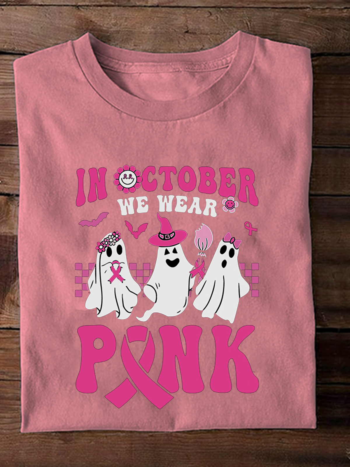 October Pink Art Print Breast Cancer T-Shirt