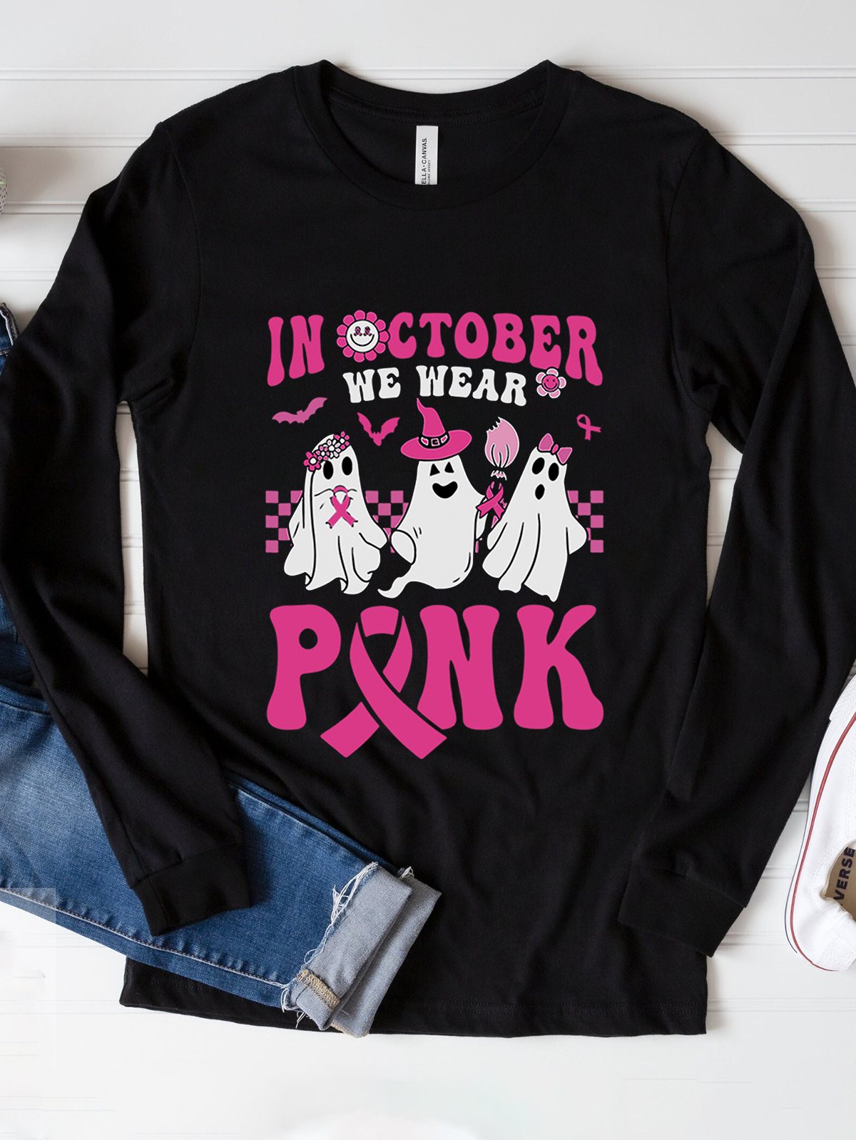 October Pink Art Print Breast Cancer T-Shirt