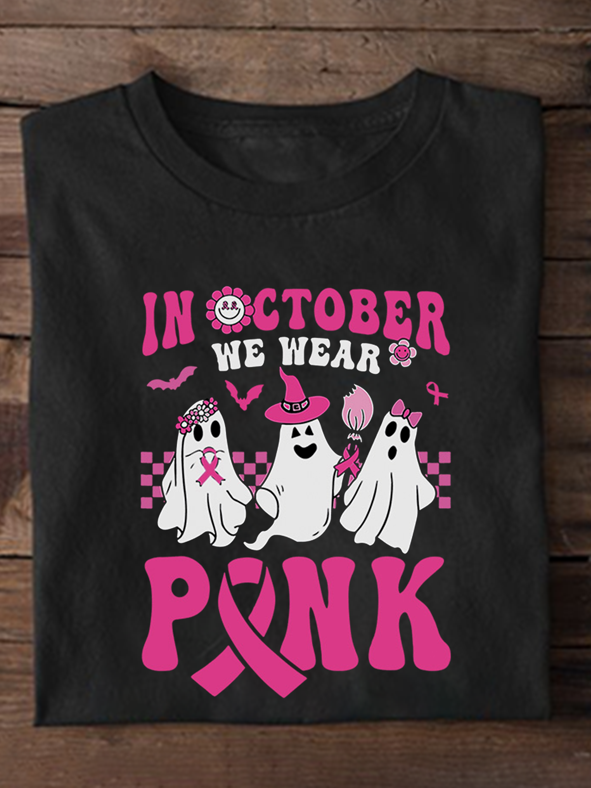 October Pink Art Print Breast Cancer T-Shirt