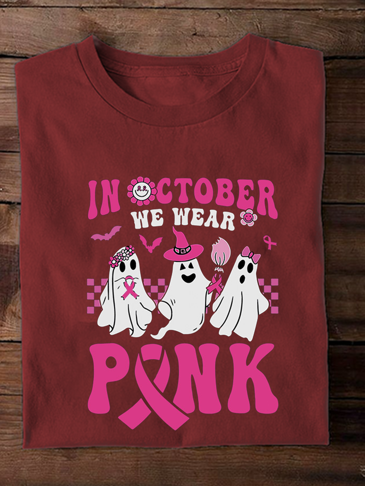 October Pink Art Print Breast Cancer T-Shirt