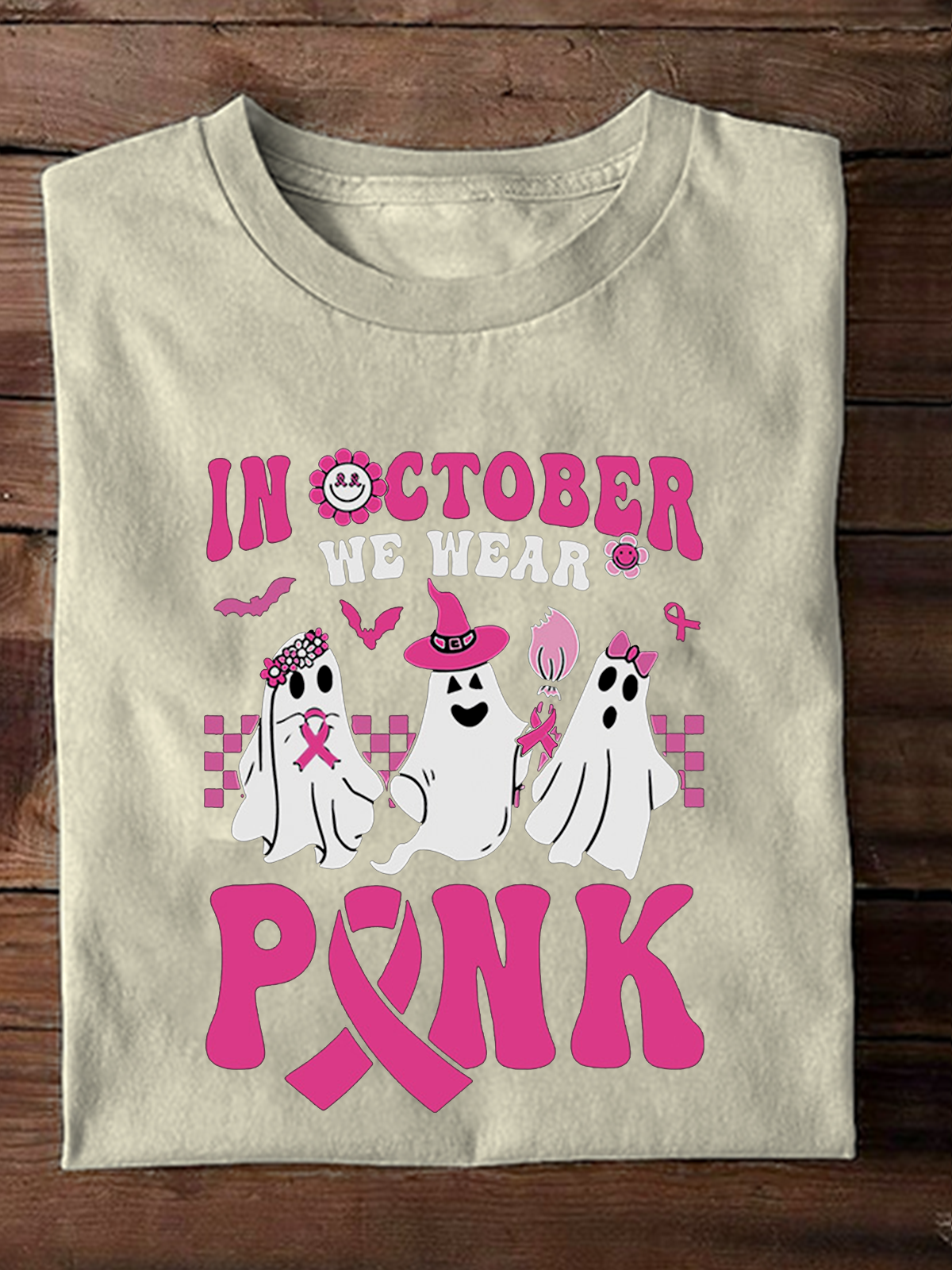 October Pink Art Print Breast Cancer T-Shirt