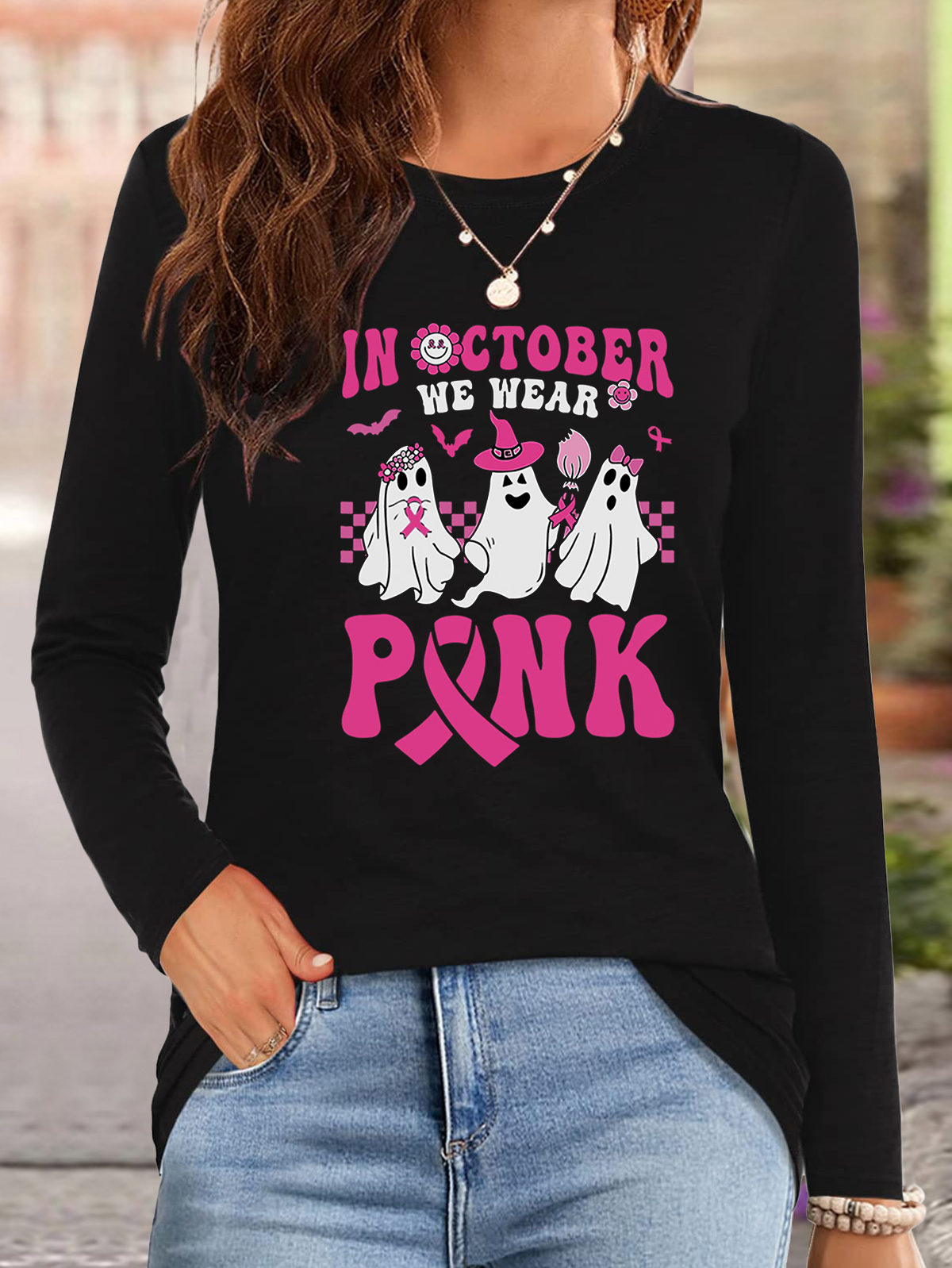 October Pink Art Print Breast Cancer T-Shirt