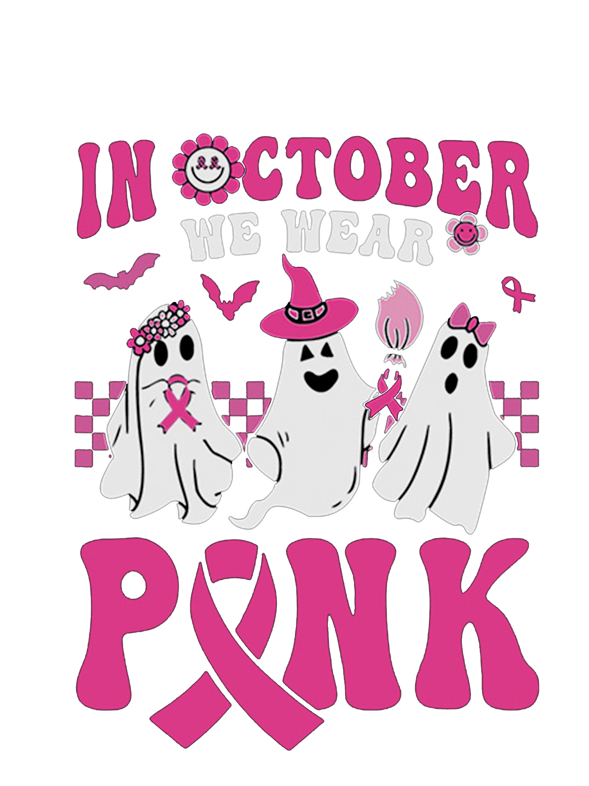 October Pink Art Print Breast Cancer T-Shirt