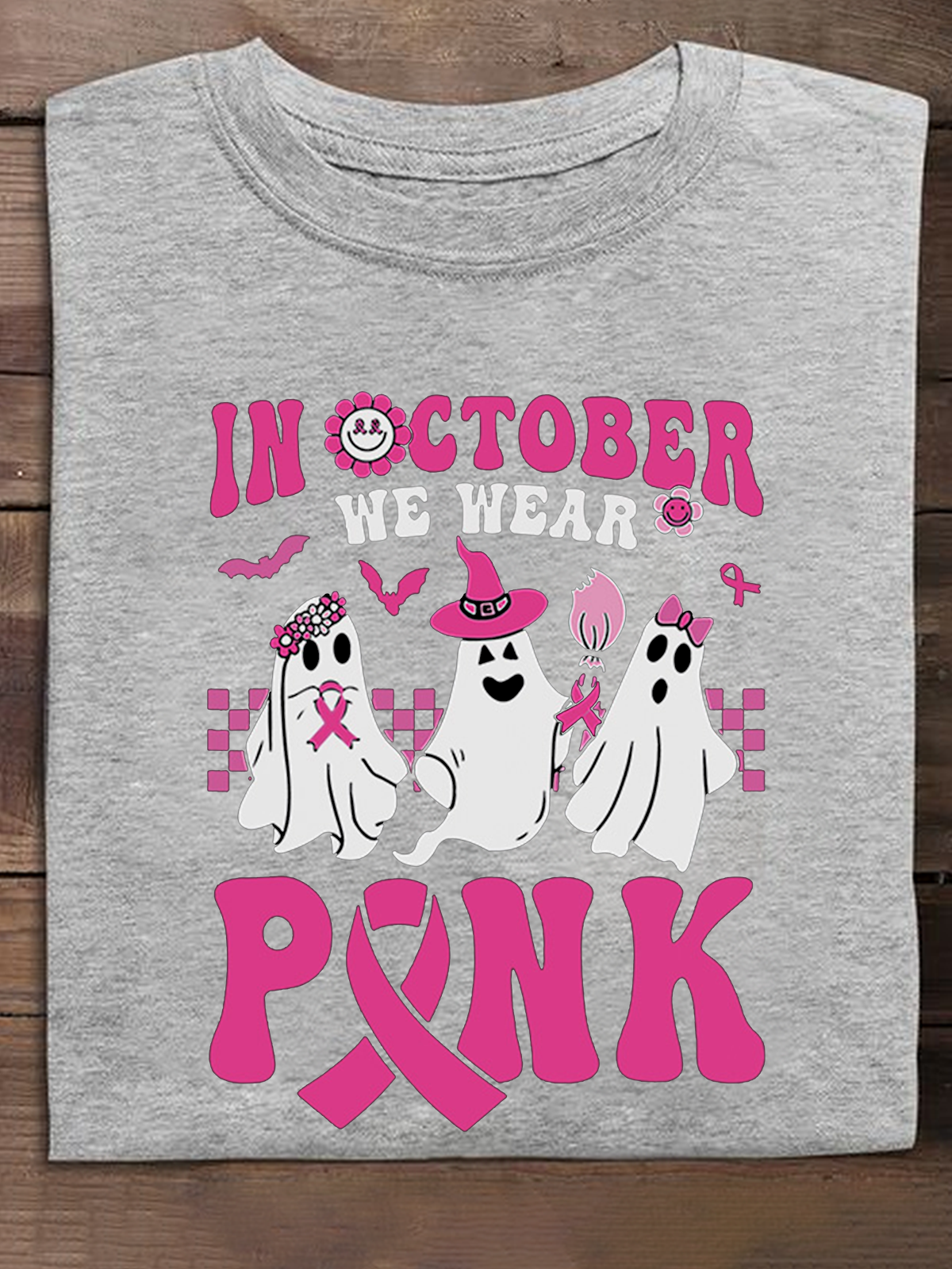 October Pink Art Print Breast Cancer T-Shirt