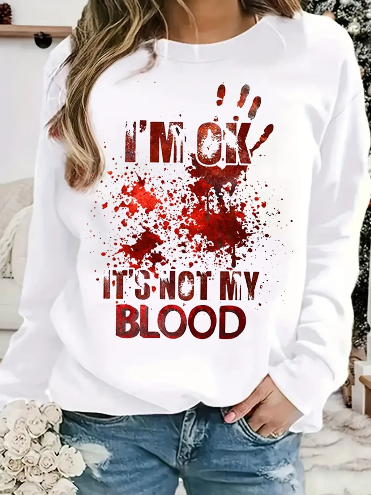 I'M Ok It'S Not My Blood witch Halloween Sweatshirt