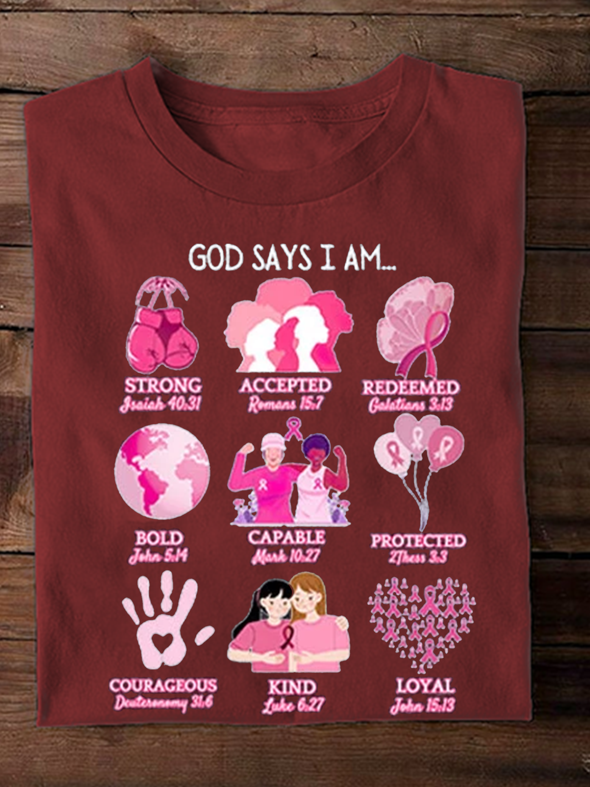 Breast Cancer Support Cancer Warrior Bible Verse Breast Cancer T-Shirt