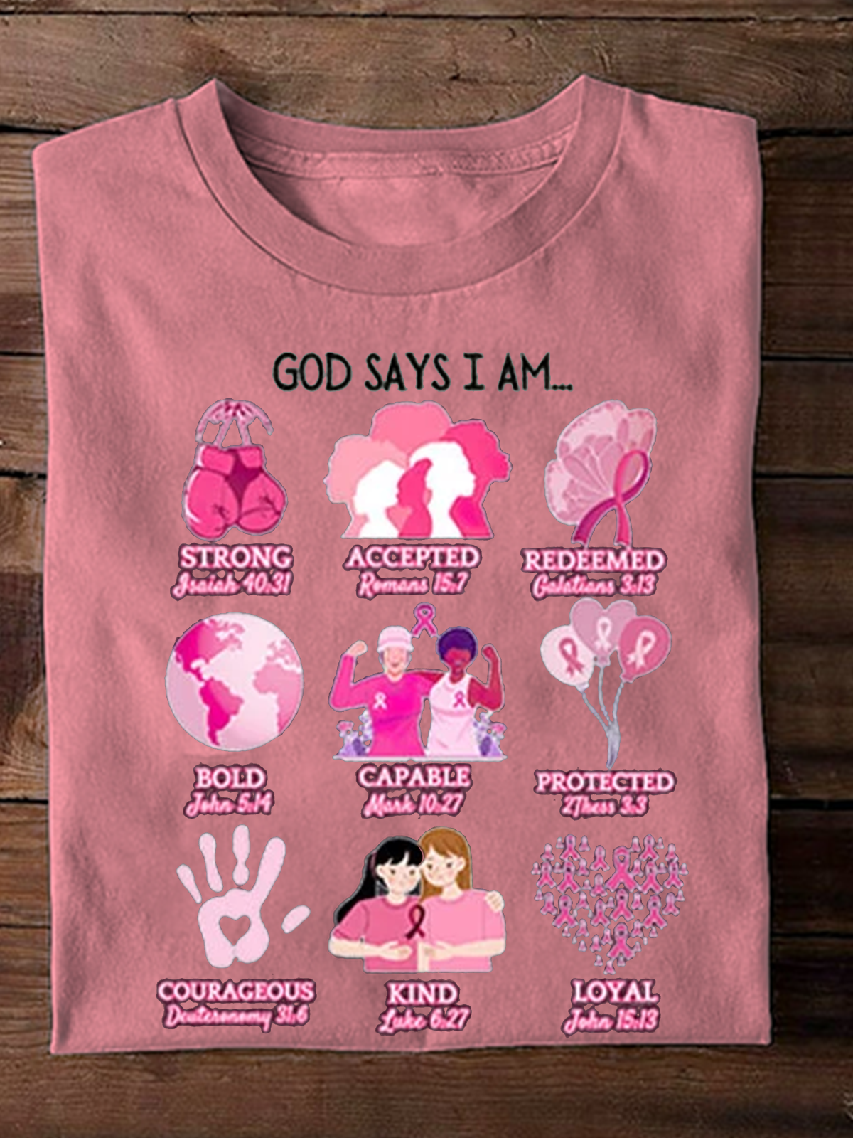 Breast Cancer Support Cancer Warrior Bible Verse Breast Cancer T-Shirt