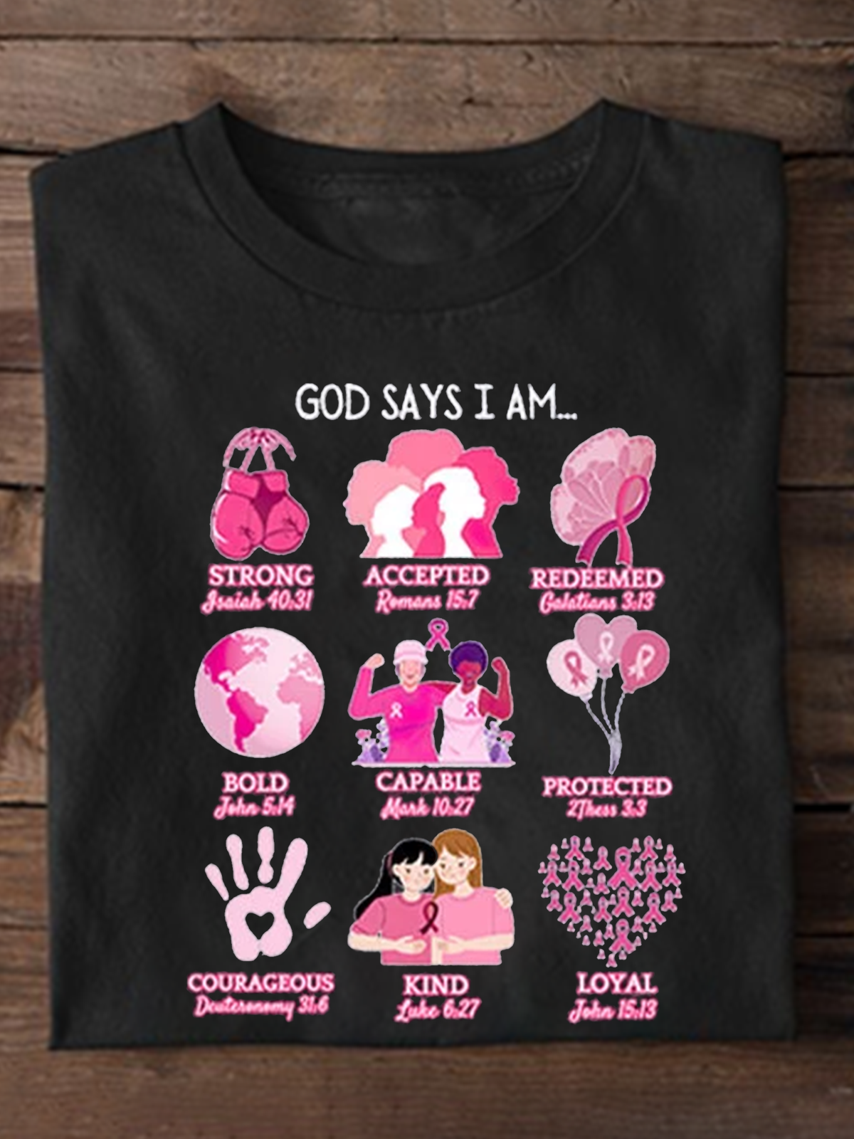 Breast Cancer Support Cancer Warrior Bible Verse Breast Cancer T-Shirt