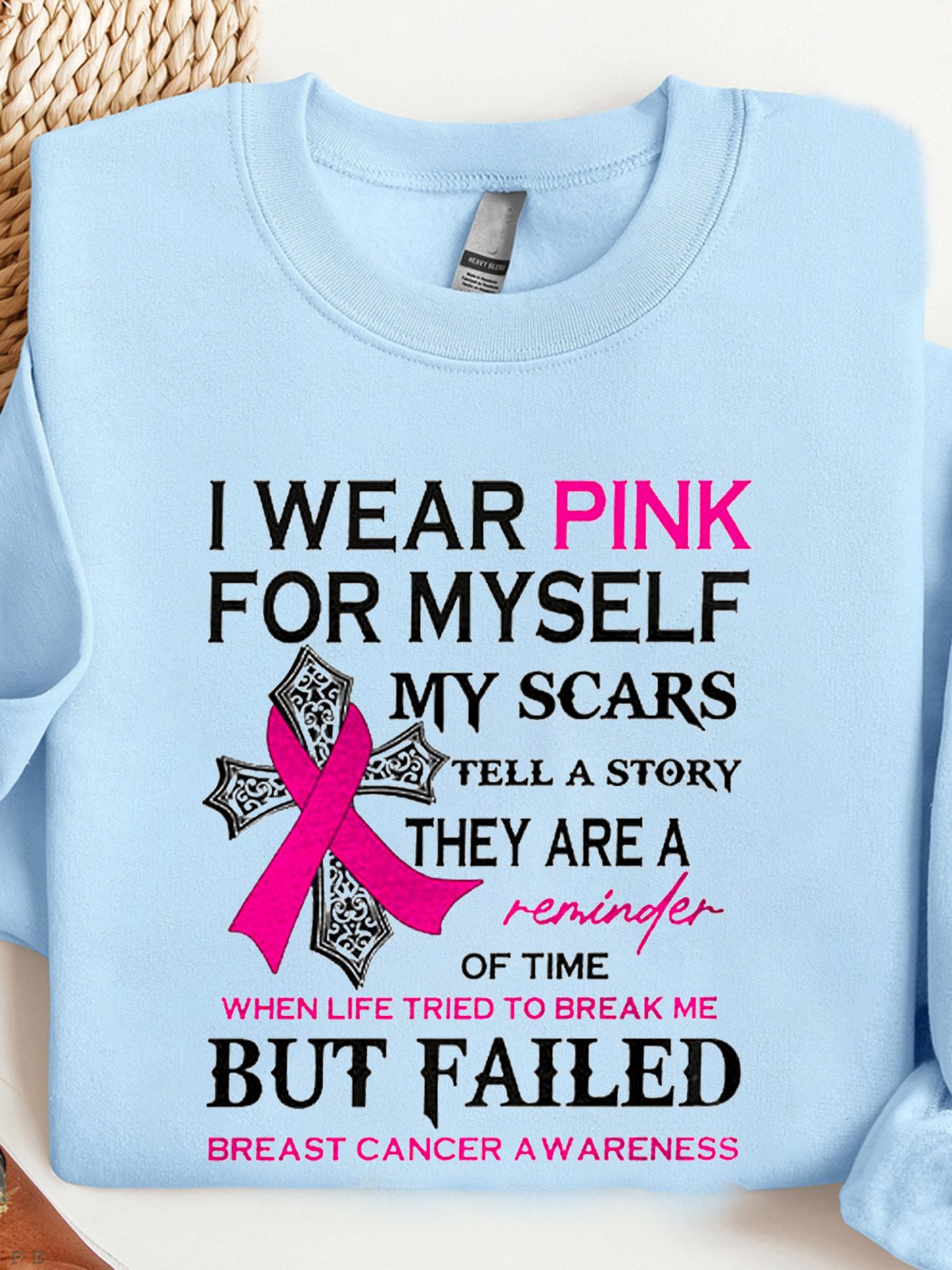 I Wear Pink For Myself Print Breast Cancer Sweatshirt