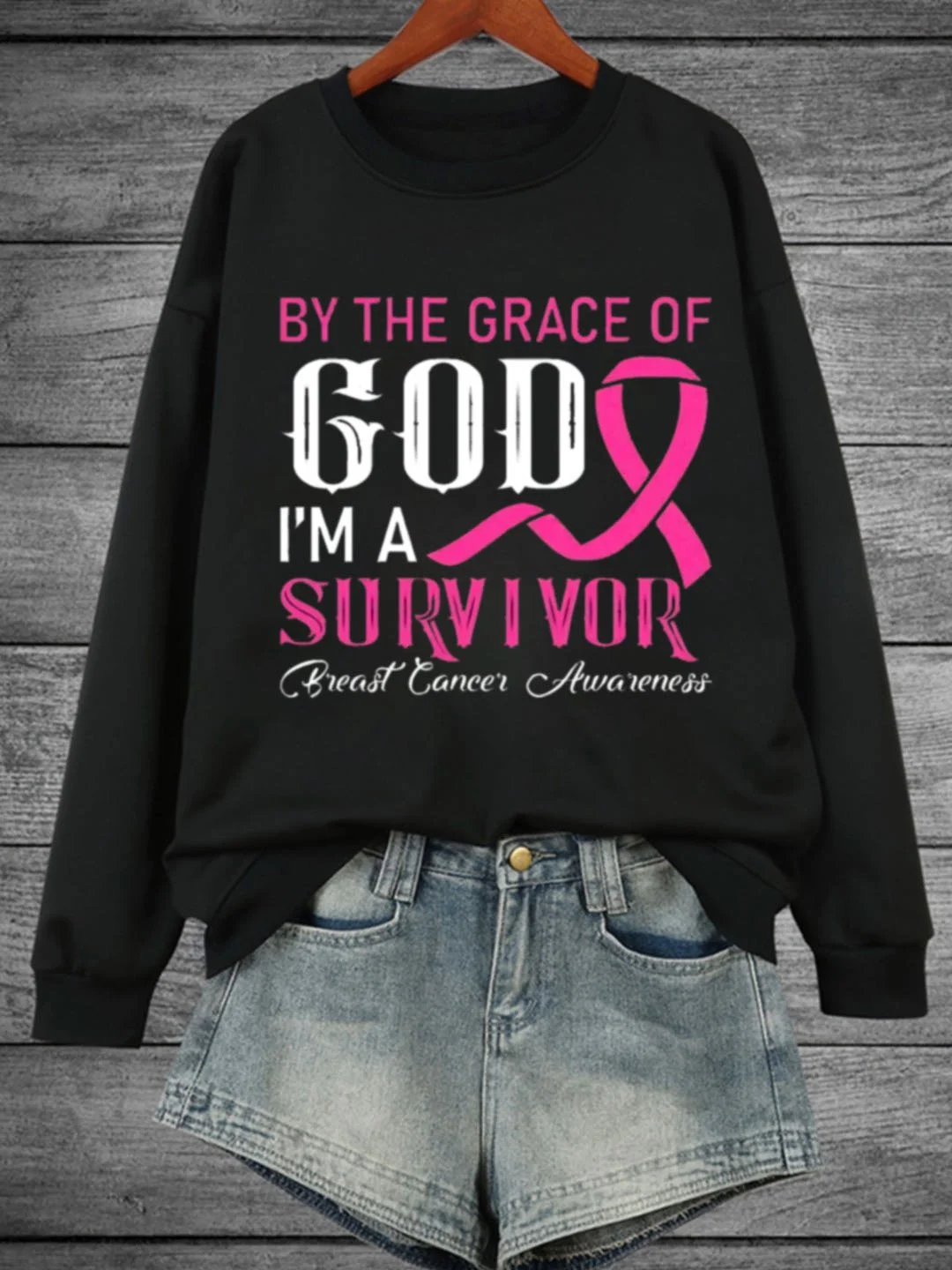 By The Grace Of God I'm A Survivor Breast Cancer Sweatshirt