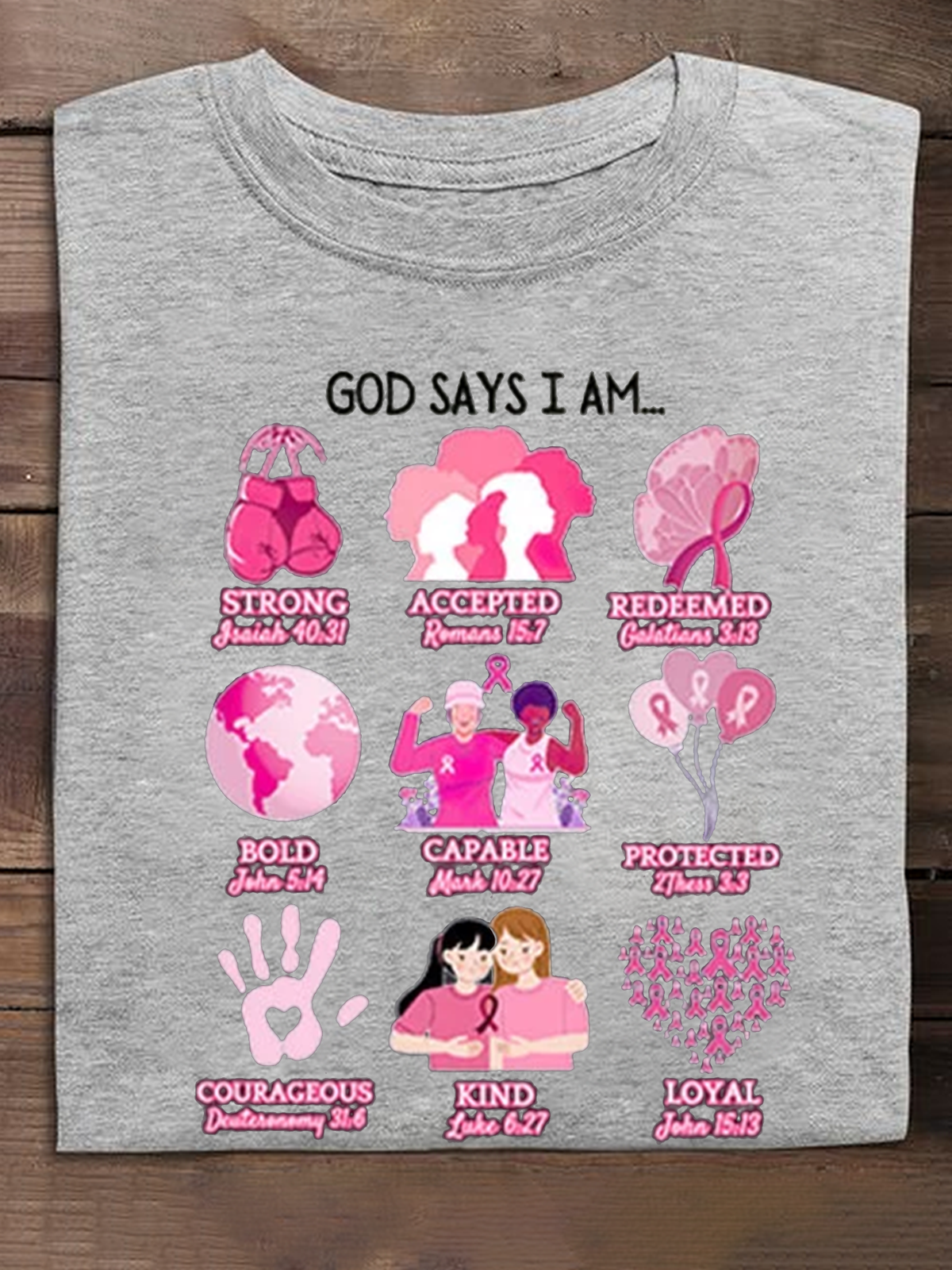 Breast Cancer Support Cancer Warrior Bible Verse Breast Cancer T-Shirt