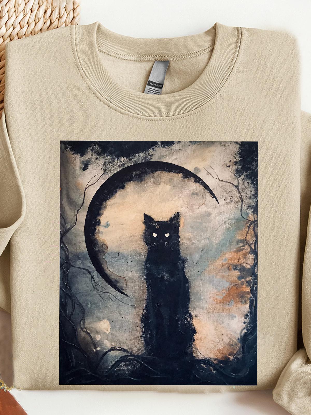 Cat Crew Neck Cotton Sweatshirt