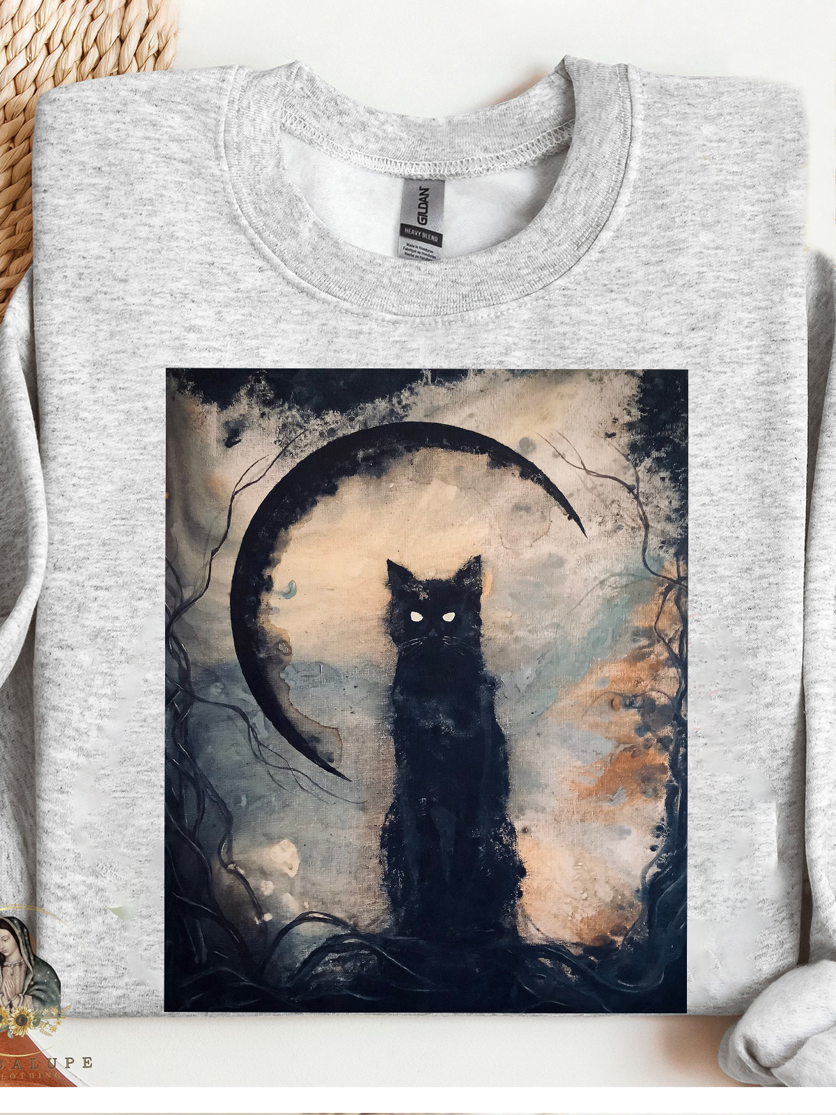 Cat Crew Neck Cotton Sweatshirt