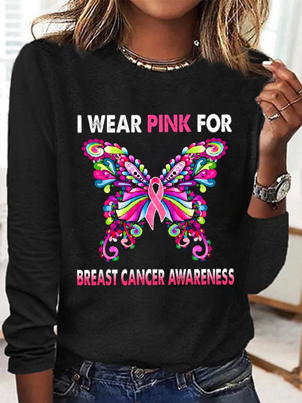 I Wear Pink For Breast Cancer Awareness Breast Cancer T-Shirt