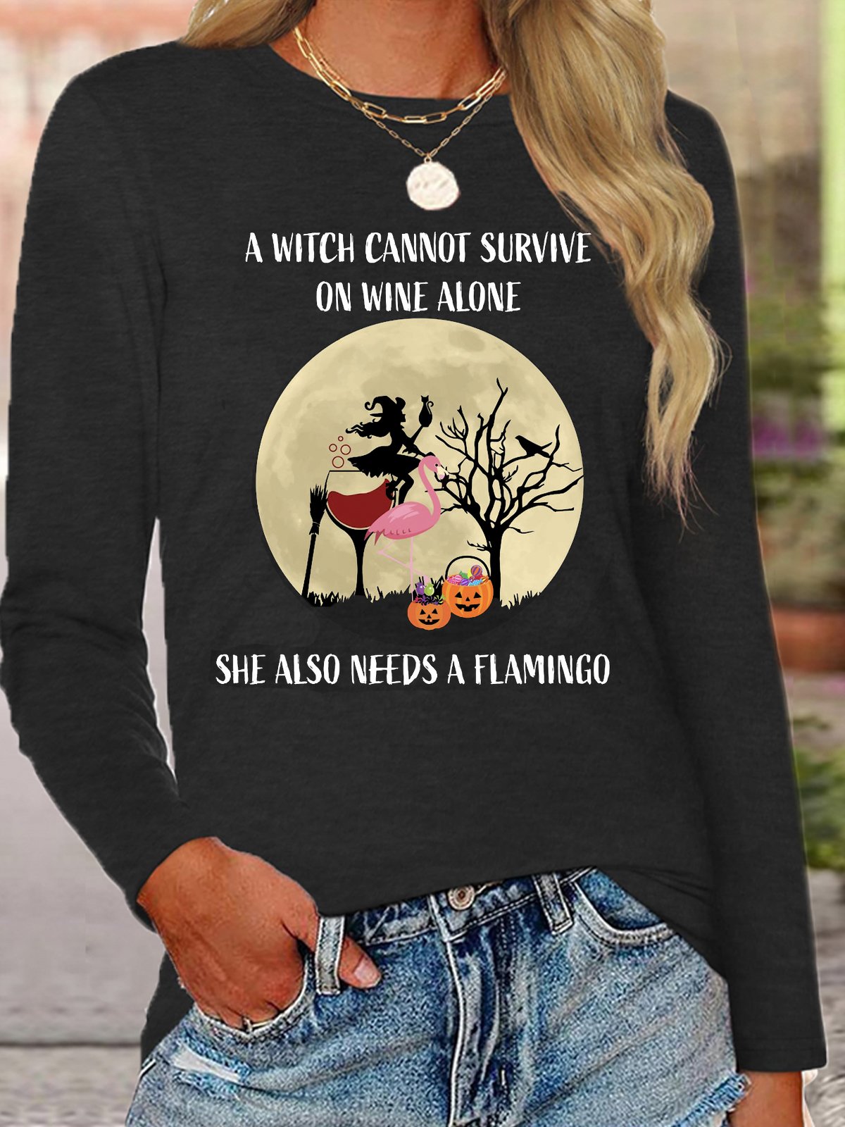 Witch, Wine, Flamingo Halloween Shirt, Halloween Flamingo witch Halloween T-Shirt