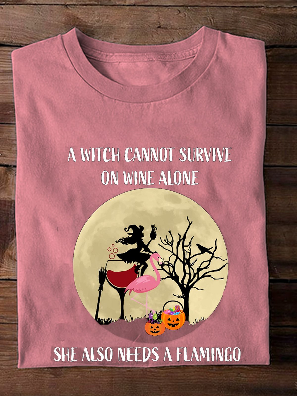 Witch, Wine, Flamingo Halloween Shirt, Halloween Flamingo witch Halloween T-Shirt