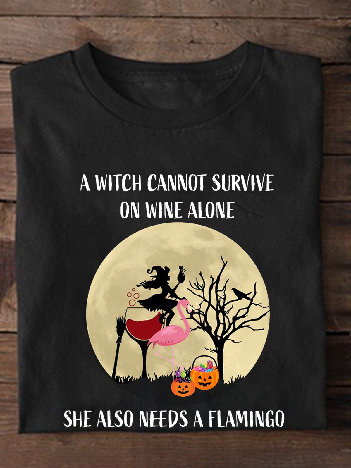 Witch, Wine, Flamingo Halloween Shirt, Halloween Flamingo witch Halloween T-Shirt