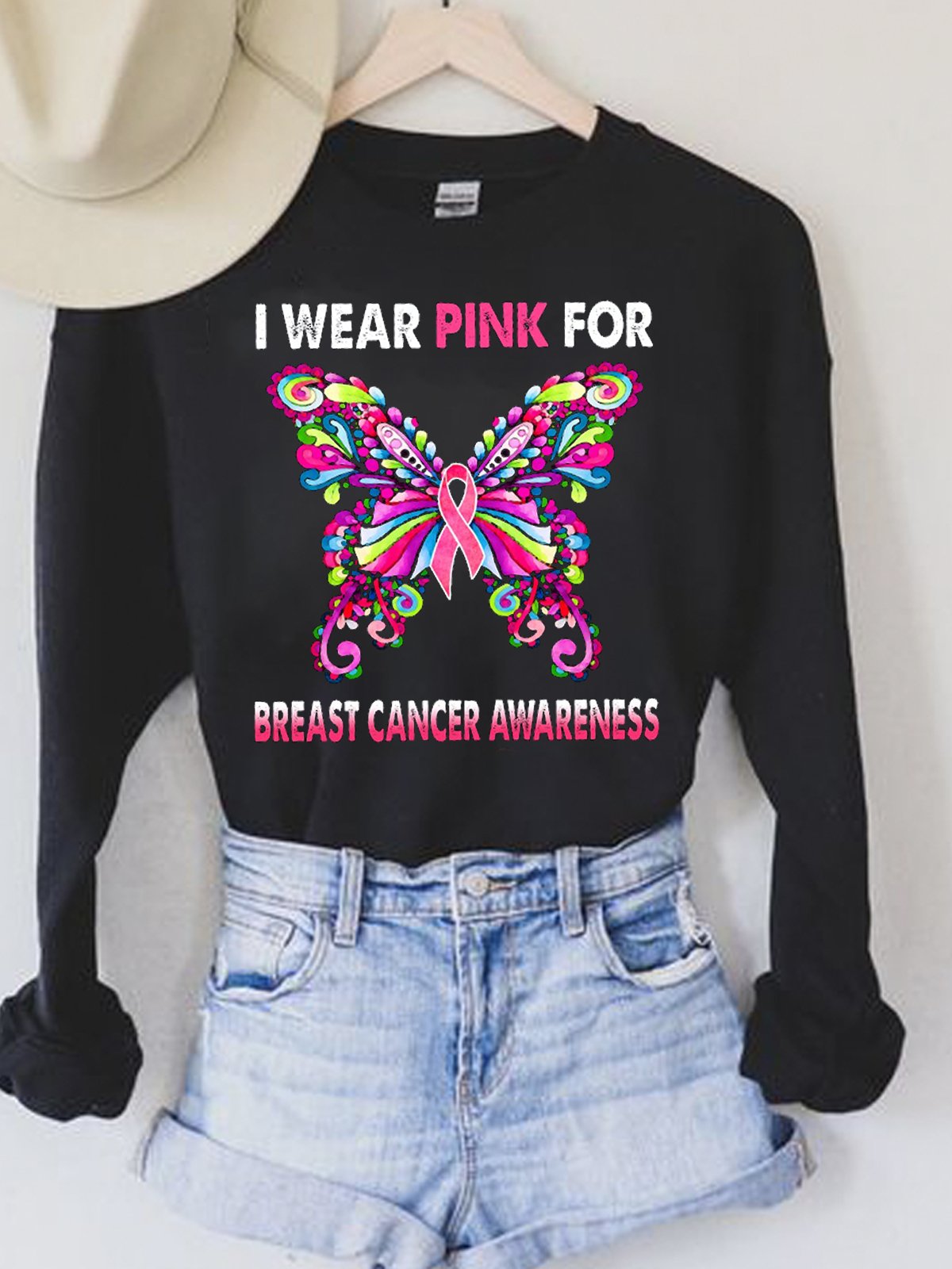 I Wear Pink For Breast Cancer Awareness Breast Cancer T-Shirt