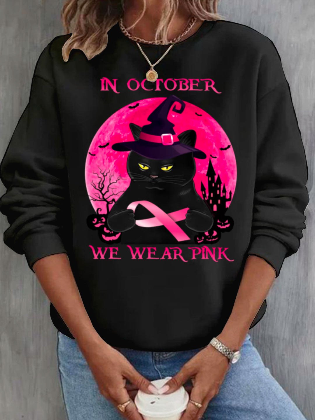 In October We Wear Pink Breast Cancer	Breast Cancer Awareness Month Sweatshirt