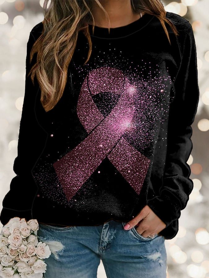 Casual Loose Breast Cancer Breast Cancer Awareness Month Sweatshirt