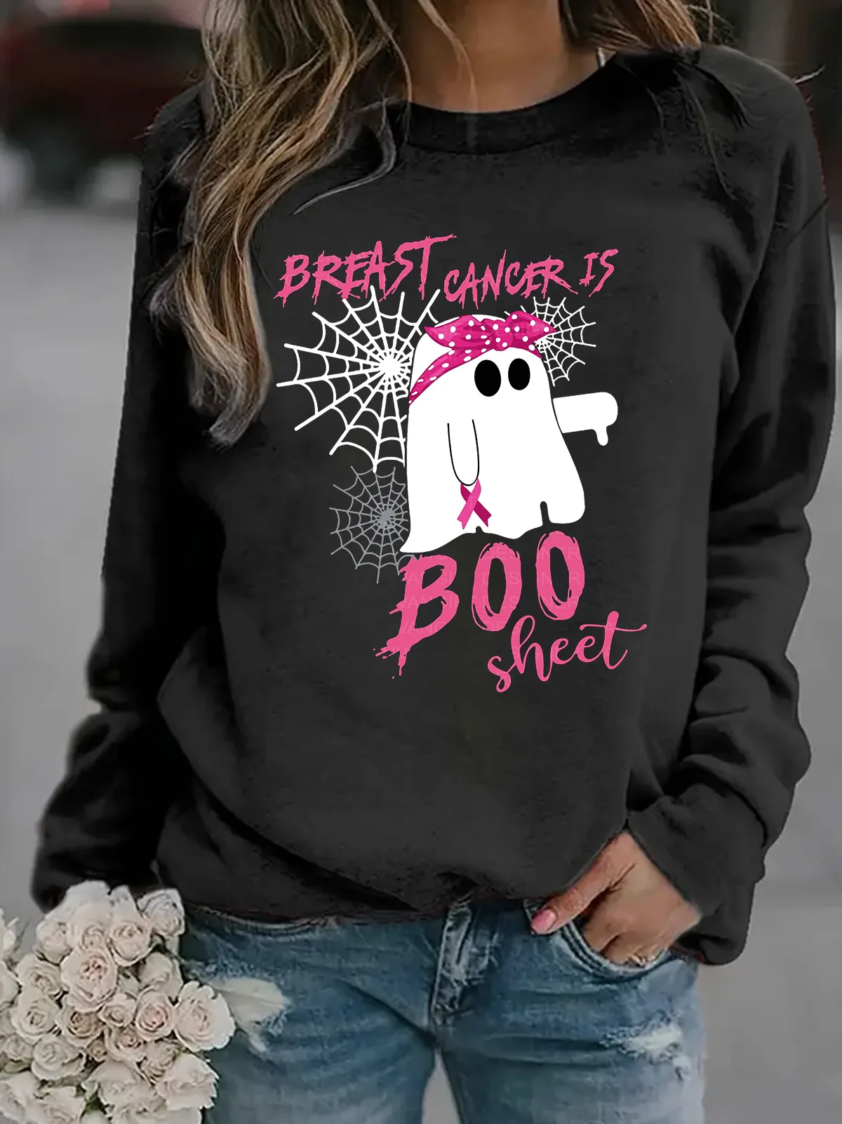 Breast Cancer Is Boo Sheet Breast Cancer Breast Cancer Awareness Month Sweatshirt