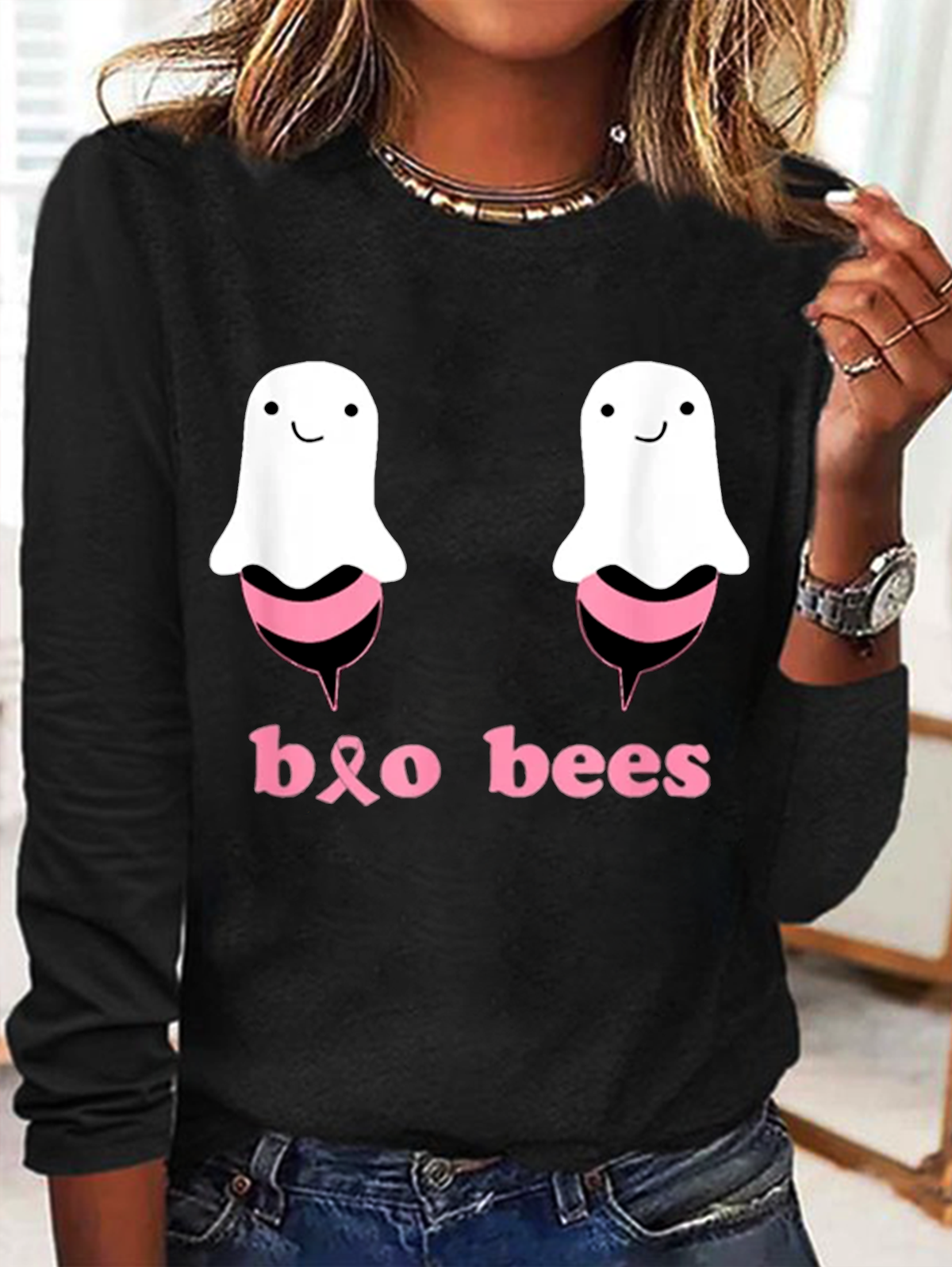 Boo Bees Breast Cancer Breast Cancer Awareness Month T-Shirt