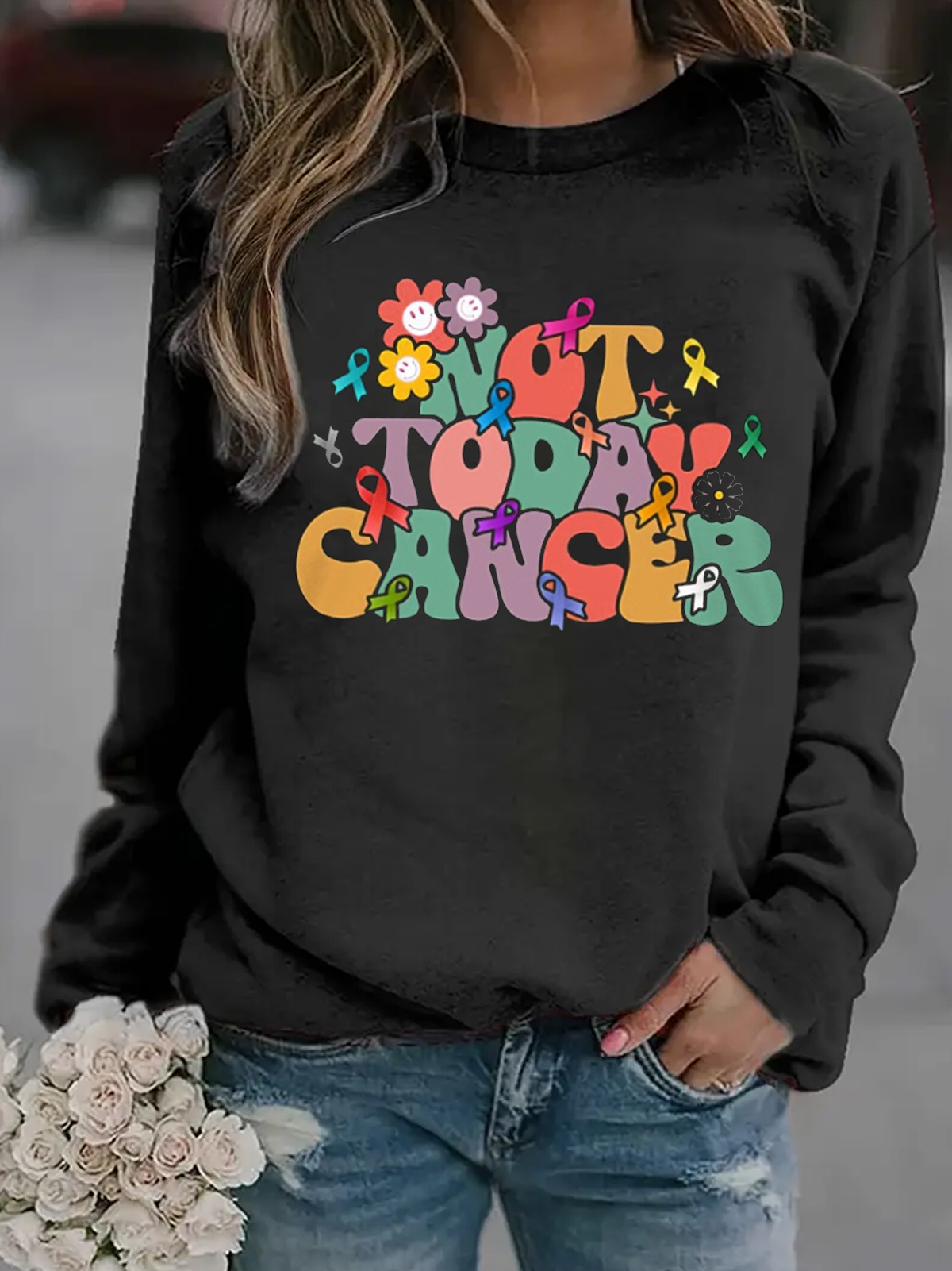 Not Today Cancer Breast Cancer Breast Cancer Awareness Month Sweatshirt