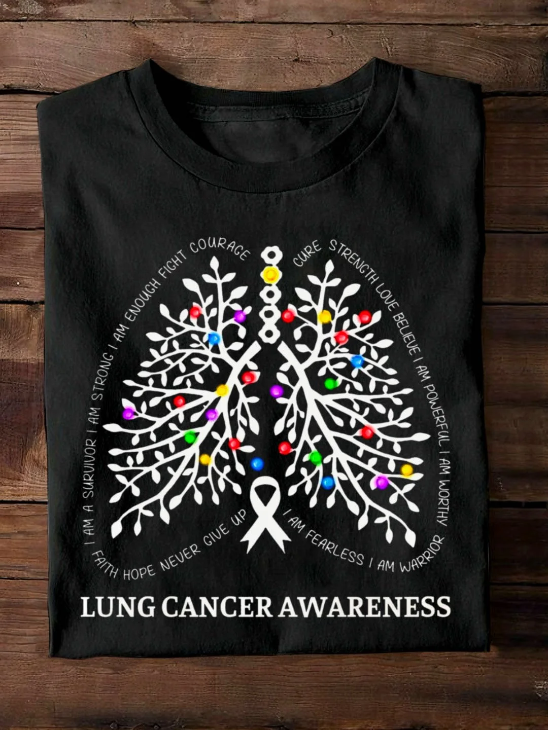 Crew Neck Casual Cotton  Lung Cancer T-Shirt