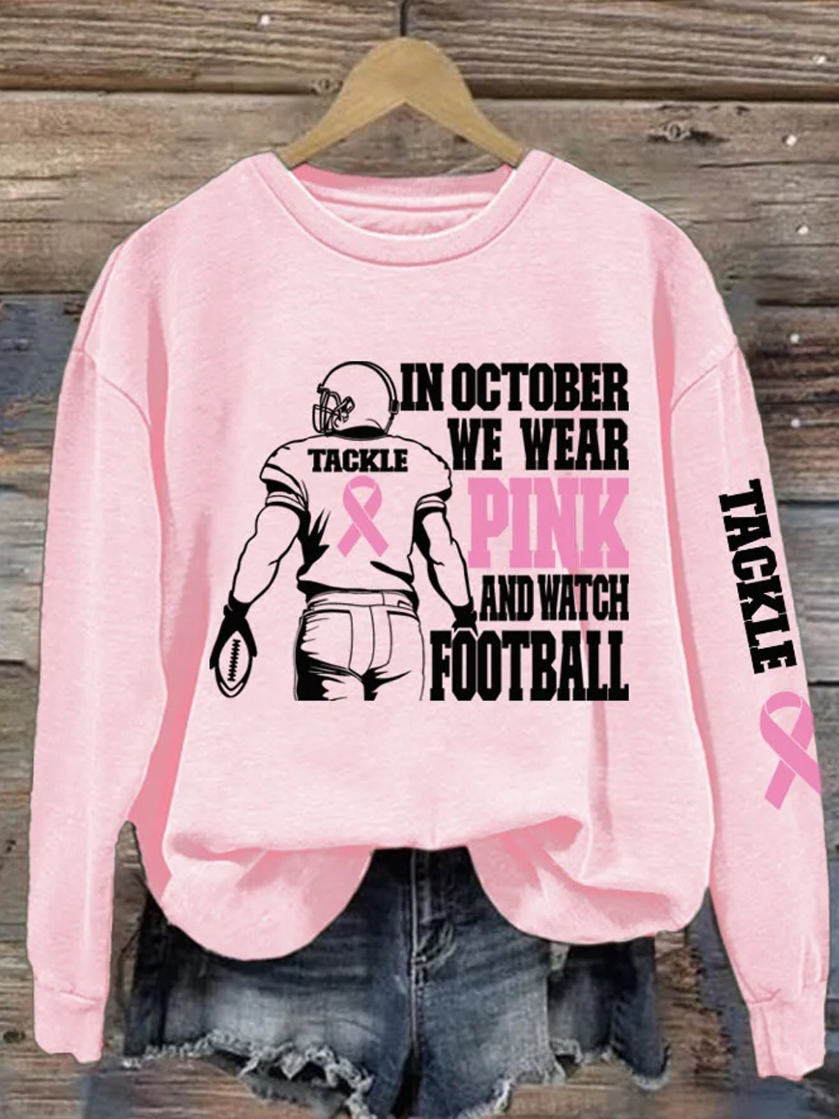 Casual Loose Breast Cancer	Breast Cancer Awareness Month  Sweatshirt