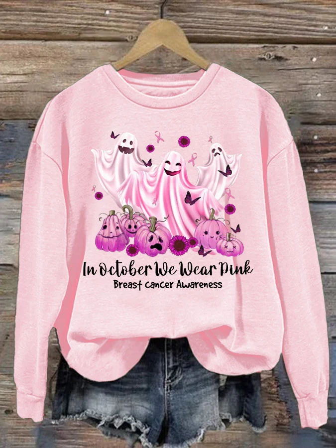 In October We Wear Pink Breast Cancer  Breast Cancer Awareness Month Sweatshirt