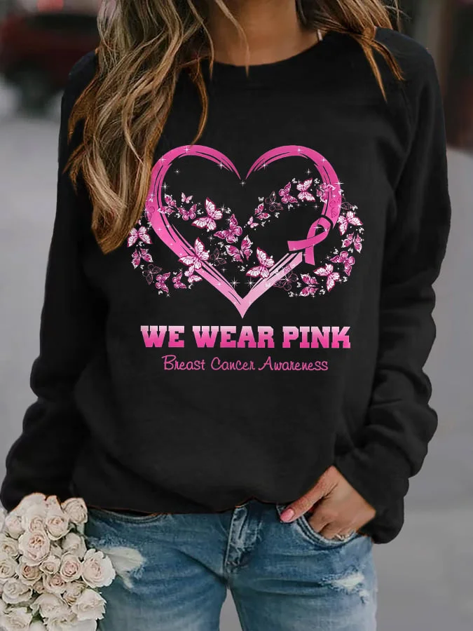 Women's We Wear Blue Breast Cancer Awareness Breast Cancer Breast Cancer Awareness Month  Sweatshirt