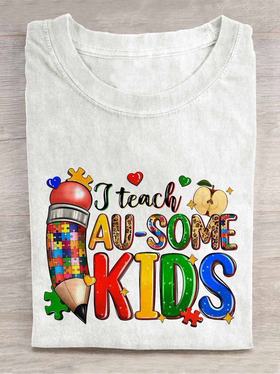 I Teach Au-Some Kids Autism Teacher Autism ASD WAAD Autism Awareness Month  T-Shirt