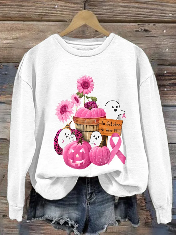 In October We Wear Pink Breast Cancer  Breast Cancer Awareness Month Sweatshirt