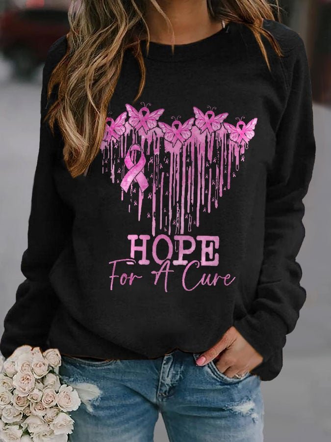 Butterfly Breast Cancer Heart Hope For A Cure Breast Cancer Breast Cancer Awareness Month Sweatshirt